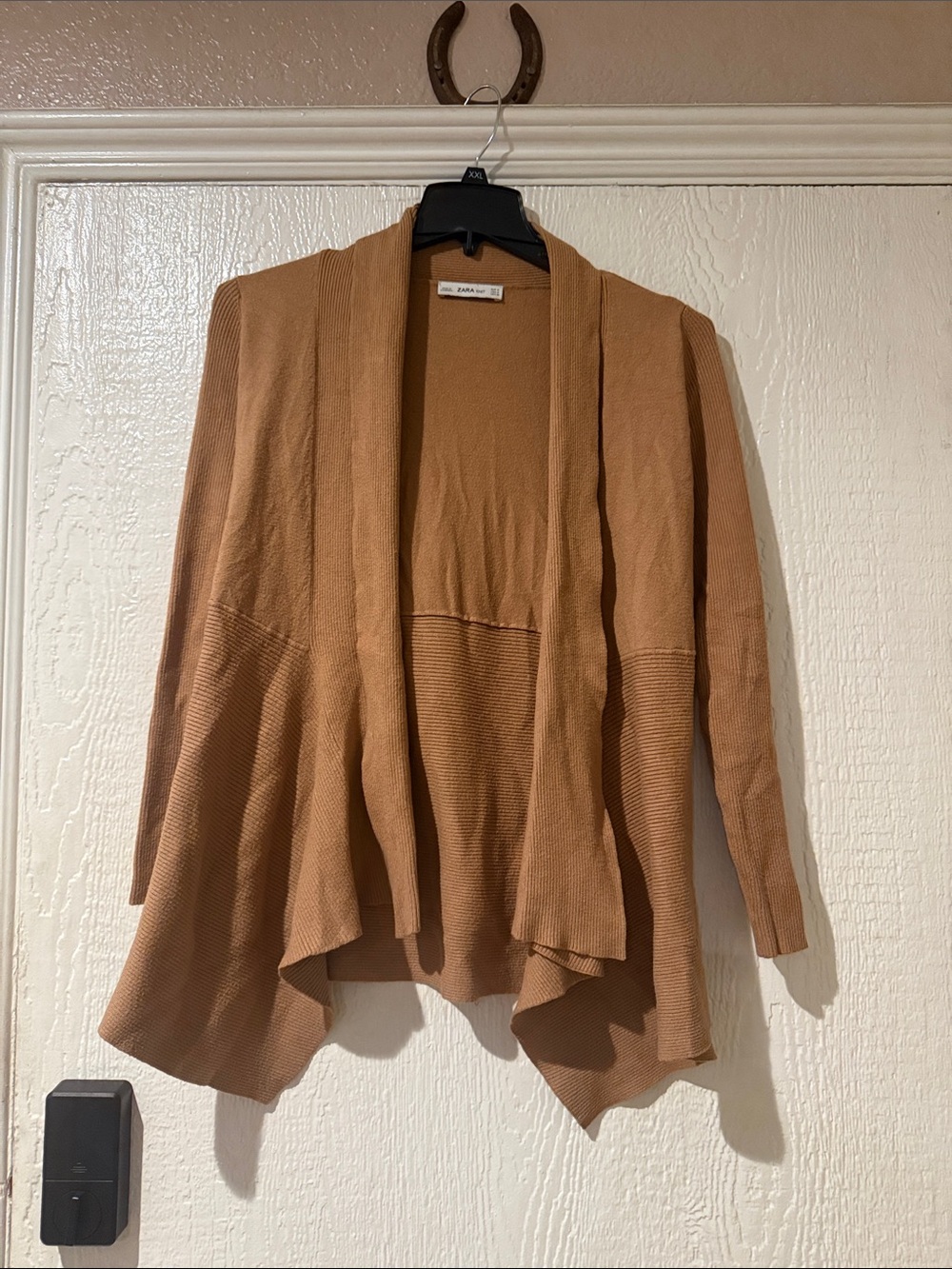 Zara Open-Front Draped Cardigan - Camel Brown